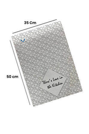 Valerine Life Mutfakta Aşk Var Mutfak Kurulama Fırın Beyaz El Havlusu %100 Pamuklu 35x50cm 2 Adet