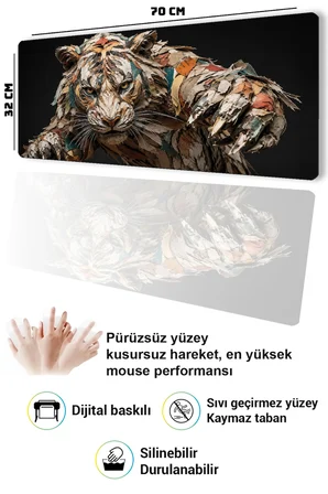 SonicTouch Klavye Mousepad 32x70cm Dikişsiz Pürüzsüz Sıvı Geçirmez Kaymaz Taban Kağıttan Kaplan