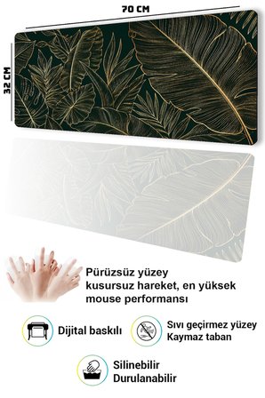 SonicTouch Klavye Mousepad 32x70cm Dikişsiz Pürüzsüz Sıvı Geçirmez Kaymaz Taban Zümrüt Bahçe
