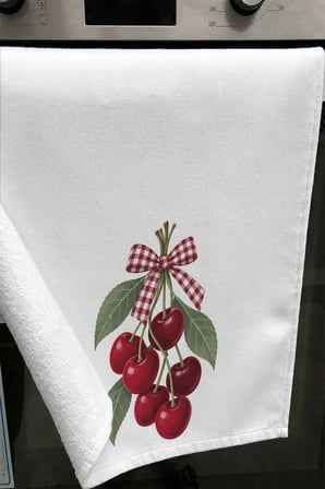 Valerine Life El Kurulama Havlusu 30x50cm Mutfak, Fırın için Pamuklu Emici Kiraz Buketi