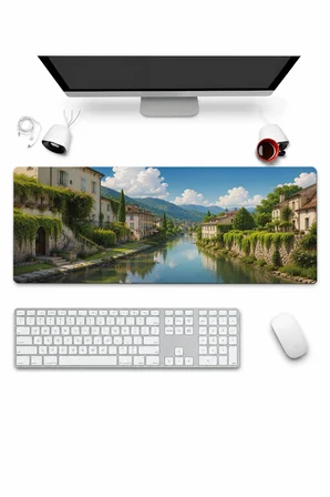 SonicTouch Klavye Mousepad 32x70cm Dikişsiz Pürüzsüz Sıvı Geçirmez Kaymaz Taban Yeşil Kanal
