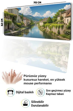 SonicTouch Klavye Mousepad 32x70cm Dikişsiz Pürüzsüz Sıvı Geçirmez Kaymaz Taban Yeşil Kanal
