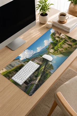 SonicTouch Klavye Mousepad 32x70cm Dikişsiz Pürüzsüz Sıvı Geçirmez Kaymaz Taban Yeşil Kanal