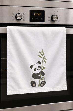 Valerine Life El Kurulama Havlusu 30x50cm Mutfak, Fırın için Pamuklu Emici Minik Panda