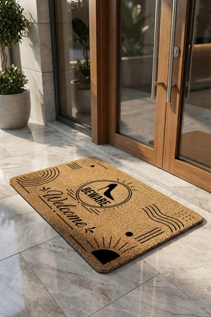 Valerine Life Kapı Önü Paspası 45x70cm Velür Doku Coco Görünüm Kaymaz iç Dış Mekan Topuklu Uyarı
