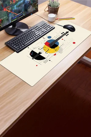 SonicTouch Klavye Mousepad 32x70cm Dikişsiz Pürüzsüz Sıvı Geçirmez Kaymaz Taban Mondrian Kemanı