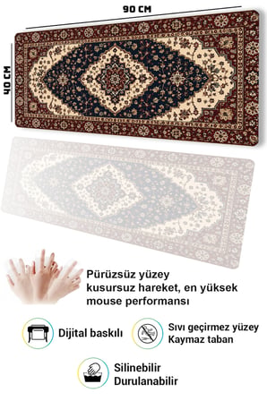 SonicTouch Klavye Mousepad 40x90cm Dikişsiz Pürüzsüz Sıvı Geçirmez Kaymaz Taban Şah Motifi