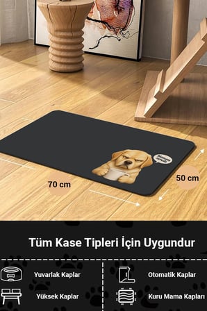 MAtGo Pati Kedi Köpek Beslenme Matı 50x70cm Huysuz Köpek Su Geçirmez Kaymaz Mama Kabı Altlığı Paspas