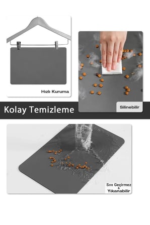 MAtGo Pati Kedi Köpek Beslenme Matı 50x70cm Huysuz Köpek Su Geçirmez Kaymaz Mama Kabı Altlığı Paspas