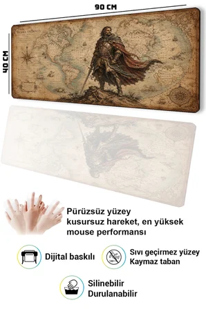 SonicTouch Klavye Mousepad 40x90cm Dikişsiz Pürüzsüz Sıvı Geçirmez Kaymaz Taban Dünya Fatihi