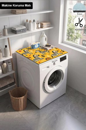 Valerine Life Çamaşır Kurutma Makinesi Üstü Düzenleyici Matı Sıvı Geçirmez Örtü Güneşli Zebra