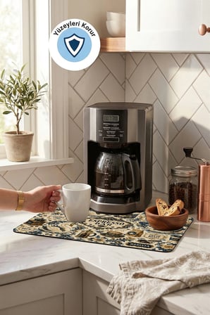 Valerine Life Kahve Espresso Makinesi Matı 35x45cm Çaycı Pad Su Geçirmez Swan Coffee