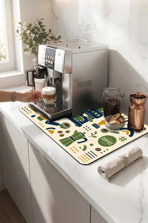 Valerine Life Kahve Espresso Makinesi Matı 35x45cm Çaycı Pad Su Geçirmez Retro Roastery