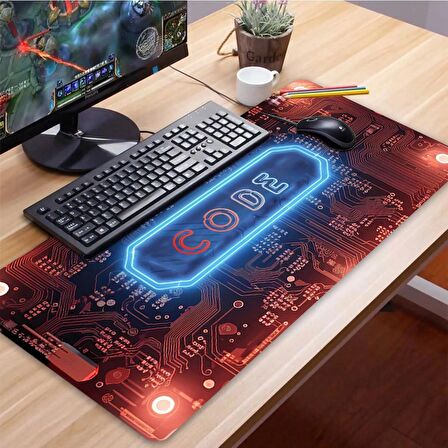 SonicTouch UltraGrand Code Devre Kartı Dikişsiz Xxl Gaming Oyuncu Masaüstü Klavye Mouse Pad 40x90Cm