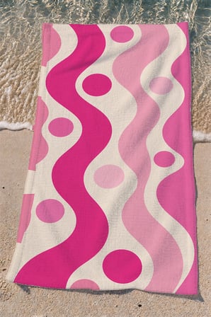 Valerine Life Plaj Havlusu 70x140cm Havuz Spa Sauna Spor Pamuklu Emici Pembe Dalgalar