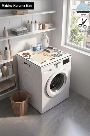 Valerine Life Çamaşır Kurutma Makinesi Üstü Düzenleyici Matı Sıvı Geçirmez Örtü Pamuk Kuzu
