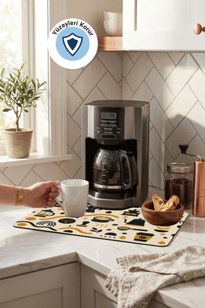 Valerine Life Kahve Espresso Makinesi Matı 35x45cm Çaycı Pad Su Geçirmez Brew Wave