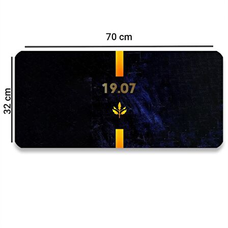 SonicTouch Sarı Lacivert 1907 Kaydırmaz Gaming Oyuncu Masaüstü Dikişsiz Siyah Klavye Pad 32x70cm