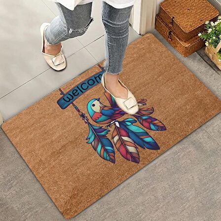 Valerine Life Kuş Salıncağı ve Tüyler Welcome Kapı Önü Paspası 45x70cm
