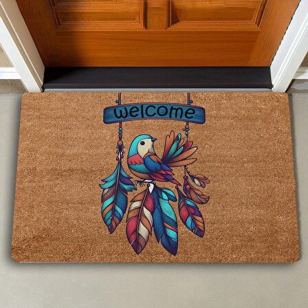 Valerine Life Kuş Salıncağı ve Tüyler Welcome Kapı Önü Paspası 45x70cm