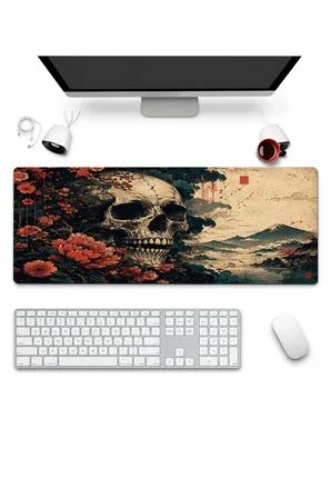SonicTouch Klavye Mousepad 32x70cm Dikişsiz Pürüzsüz Sıvı Geçirmez Kaymaz Taban Karanlık Ukiyo-e