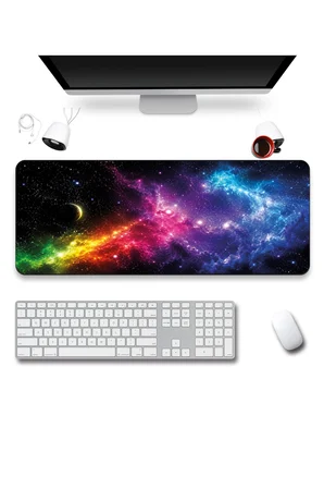 SonicTouch Klavye Mousepad 40x90cm Dikişsiz Pürüzsüz Sıvı Geçirmez Kaymaz Taban Nebula Ufku