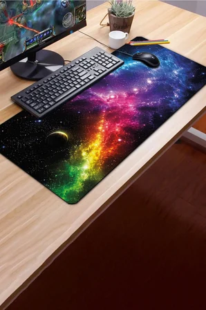 SonicTouch Klavye Mousepad 40x90cm Dikişsiz Pürüzsüz Sıvı Geçirmez Kaymaz Taban Nebula Ufku