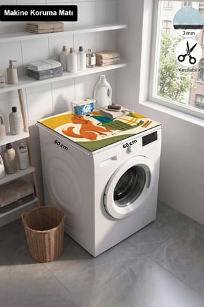 Valerine Life Çamaşır Kurutma Makinesi Üstü Düzenleyici Matı Sıvı Geçirmez Örtü Çamaşırcı Köpek