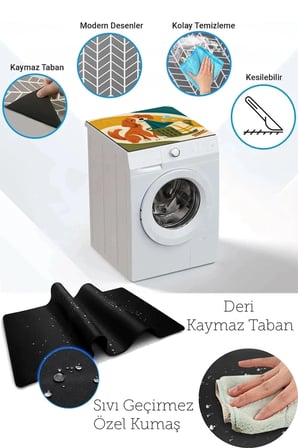 Valerine Life Çamaşır Kurutma Makinesi Üstü Düzenleyici Matı Sıvı Geçirmez Örtü Çamaşırcı Köpek