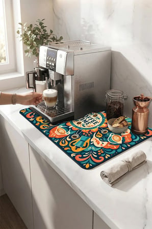 Valerine Life Kahve Espresso Makinesi Matı 35x45cm Çaycı Pad Su Geçirmez Coffee Mandala