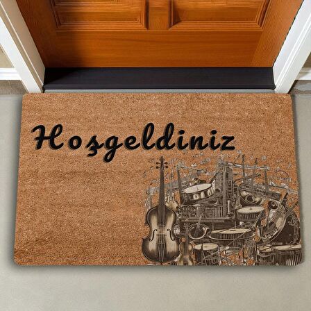 Valerine Life Viyola ve Baterili Hoş Geldiniz Kapı Önü Paspası 45x70cm