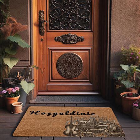 Valerine Life Viyola ve Baterili Hoş Geldiniz Kapı Önü Paspası 45x70cm