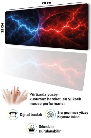 SonicTouch Klavye Mousepad 32x70cm Dikişsiz Pürüzsüz Sıvı Geçirmez Kaymaz Taban Elementlerin Savaşı