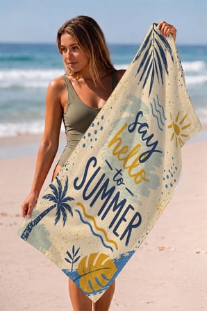 Valerine Life Plaj Havlusu 70x140cm Havuz Spa Sauna Spor Pamuklu Emici Say Hello to Summer