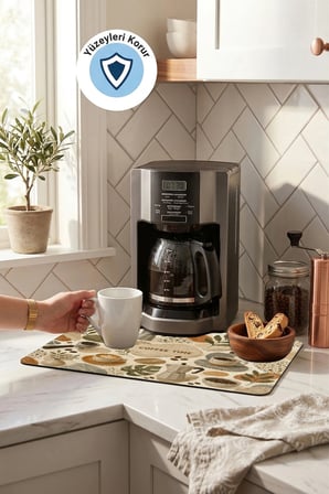 Valerine Life Kahve Espresso Makinesi Matı 35x45cm Çaycı Pad Su Geçirmez Terra Brew
