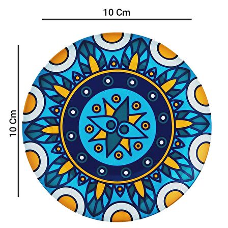 Valerine Life Kutsal Geometri Mandala Desenli Yıkanabilir Kaydırmaz Çay Fincan Bardak Altlığı 6 Adet