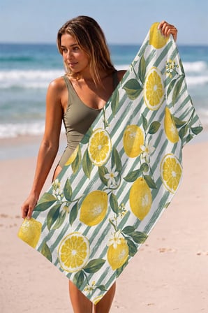 Valerine Life Plaj Havlusu 70x140cm Havuz Spa Sauna Spor Pamuklu Emici Lemon Breeze