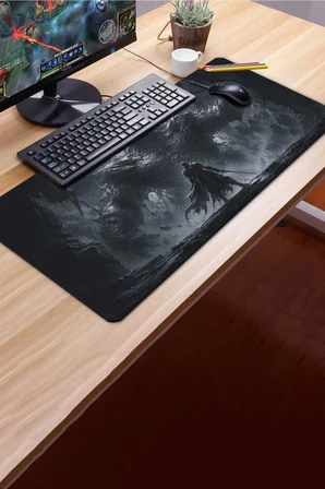 SonicTouch Klavye Mousepad 40x90cm Dikişsiz Pürüzsüz Sıvı Geçirmez Kaymaz Taban Karanlığın Muhafızı