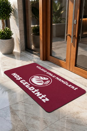 Valerine Life Kapı Önü Paspası 50x90cm Dijital Baskı Kaymaz Kişiye Firmaya Özel Fırın Unlu Mamüller