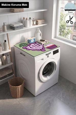 Valerine Life Çamaşır Kurutma Makinesi Üstü Düzenleyici Matı Sıvı Geçirmez Örtü Mor Salkım