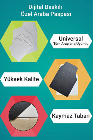 SonicTouch Universal Oto Araba Paspası Takımı Dijital Baskılı Her Araca Uyumlu Yıkanabilir 22OPD251102