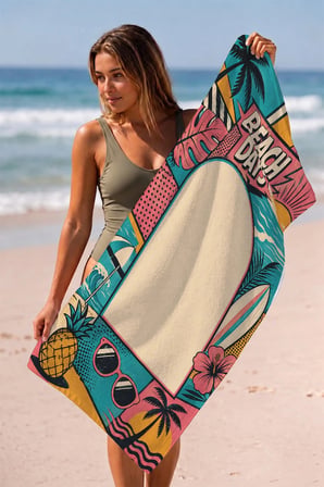 Valerine Life Plaj Havlusu 70x140cm Havuz Spa Sauna Spor Pamuklu Emici Pop Art Beach Days