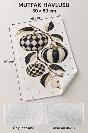 Valerine Life El Kurulama Havlusu 30x50cm Mutfak, Fırın için Pamuklu Emici Dama Elmaları