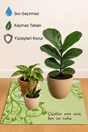 Valerine Life Çiçek Saksı Matı Salon Balkon Bitkileri Zemin Koruyucu Kaymaz Saksı Altlığı 60x60cm 27250621