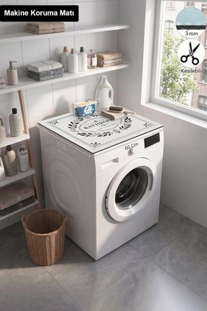 Valerine Life Çamaşır Kurutma Makinesi Üstü Düzenleyici Matı Sıvı Geçirmez Örtü Botanik Bathroom