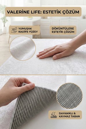 Valerine Life Mutfak Yolluğu Halısı Sweet Kitchen Krem Renk Tezgah Önü Paspası İkili Kilim Takımı Döküntülere Estetik Çözüm Matı
