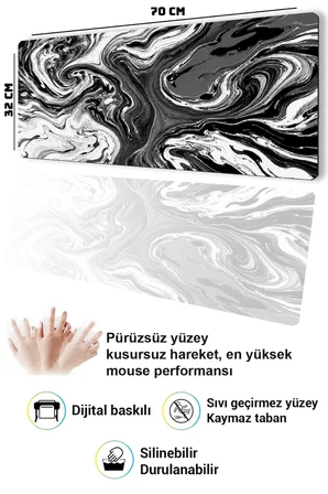 SonicTouch Klavye Mousepad 32x70cm Dikişsiz Pürüzsüz Sıvı Geçirmez Kaymaz Taban Gece Girdabı