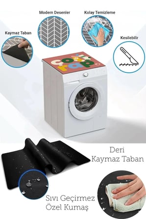 Valerine Life Çamaşır Kurutma Makinesi Üstü Düzenleyici Matı Sıvı Geçirmez Örtü Çorap Neşesi