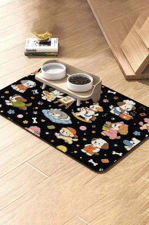 MAtGo Pati Kedi Köpek Beslenme Matı 50x70cm Su Geçirmez Mama Kabı Altlığı Paspası Hobici Patiler