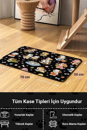 MAtGo Pati Kedi Köpek Beslenme Matı 50x70cm Su Geçirmez Mama Kabı Altlığı Paspası Hobici Patiler